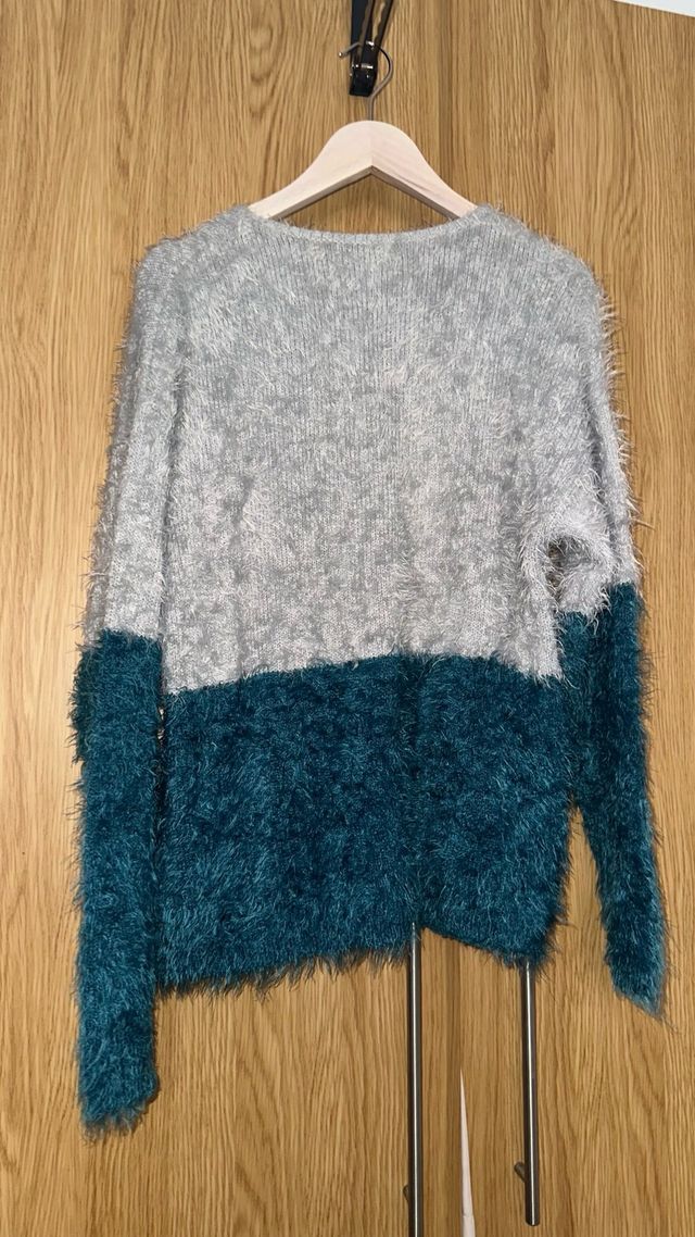 Jersey Zara niña gris-teal