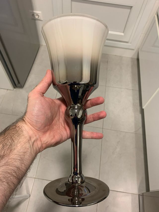 Portavelas cristal ahumado