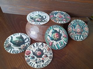 Set 6 Sottobicchieri Teiere Vintage