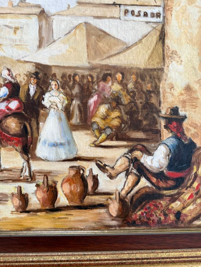 Scena goyesca con mercato sullo sfondo