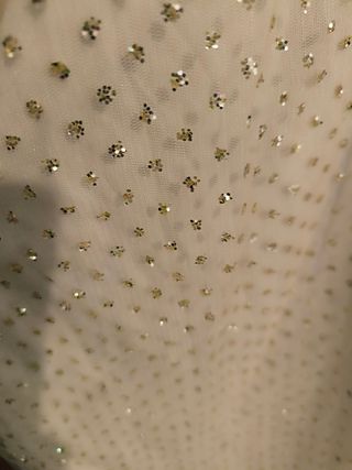 Vestido fiesta beige y dorado