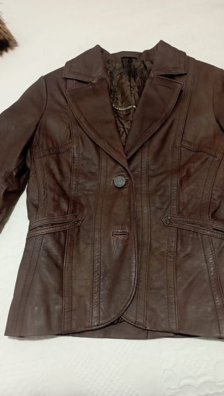 Cazadora americana marrón pelo desmontable