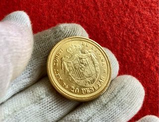 20 Ptas 1892 - Bañada en Oro - Reproducción FNMT.