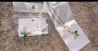 Conjunto Joyas Mariposa Dorado Verde