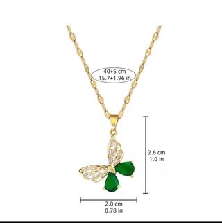Conjunto Joyas Mariposa Dorado Verde