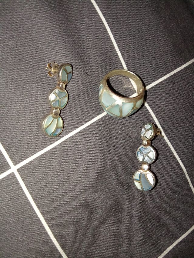 Pendientes y anillo plata 925