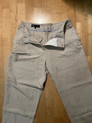 Pantaloni lino Zara beige
