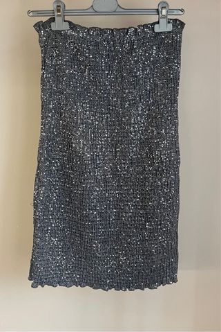 Miniabito argento corto Bershka paillettes donna