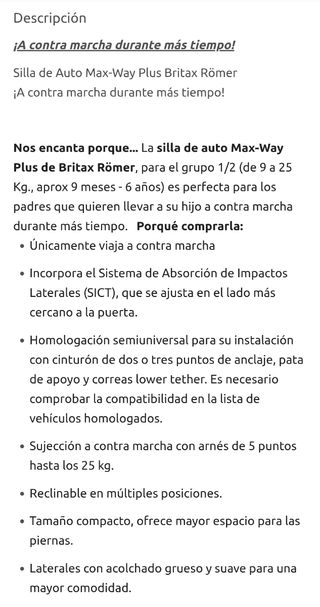 Silla contramarcha britax romer max way