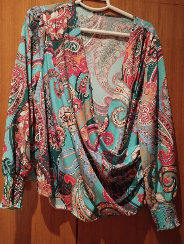 Blusa Encaje Paisley turquesa