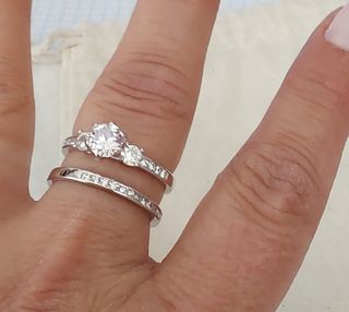 Anillos plata cúbica brillantes