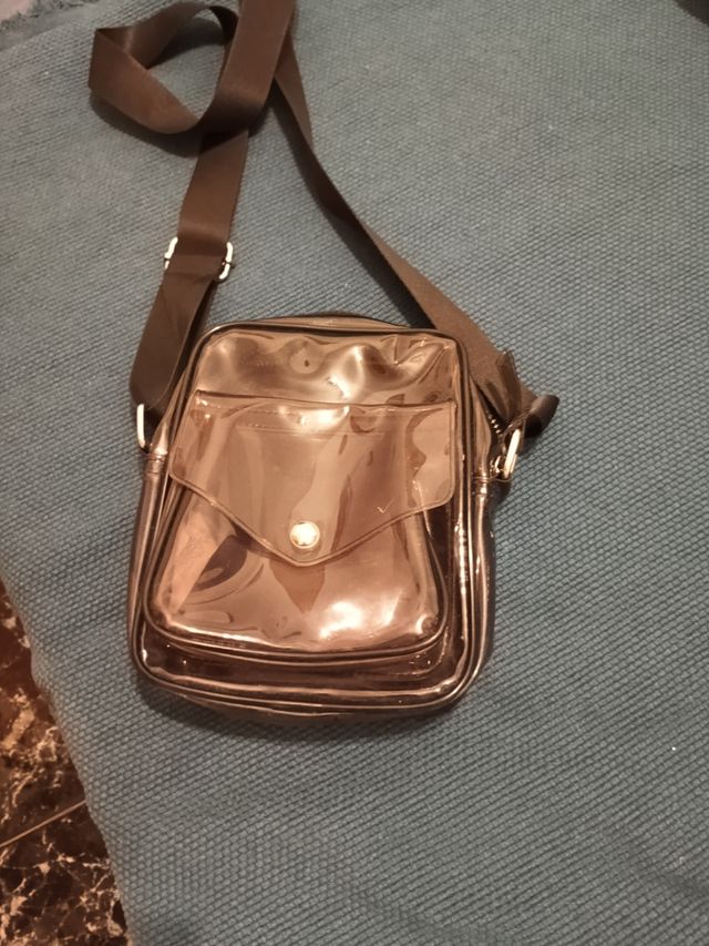Bolso bandolera transparente negro