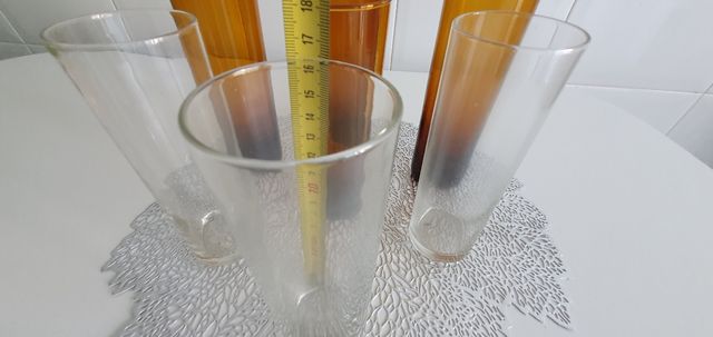 7 Vasos tubo de cristal âmbar e transparentes