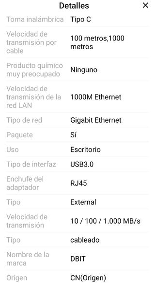 Adaptador Ethernet Gigabit DBIT USB 3.0