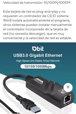 Adaptador Ethernet Gigabit DBIT USB 3.0