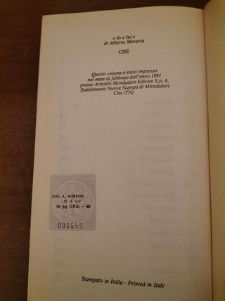 Libro "Io e Lui" di Alberto Moravia
