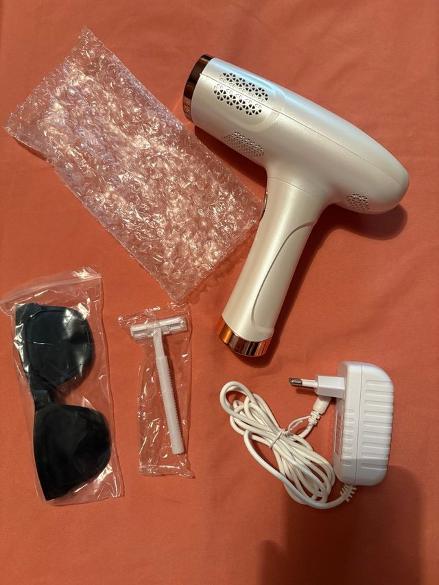 Epilatore laser IPL con occhiali — bianco/oro
