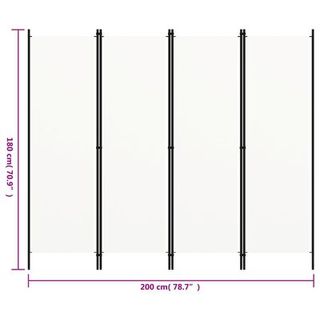 vidaXL Biombo divisor de 4 paneles blanco