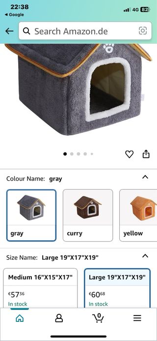 Cama casita gris invierno para mascotas