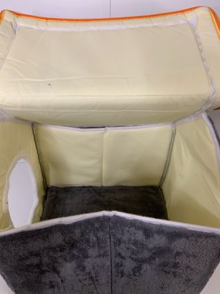 Cama casita gris invierno para mascotas