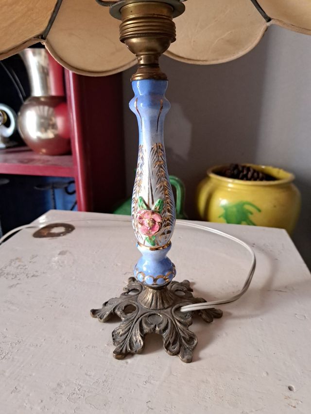 Lampara porcelana vintage azul