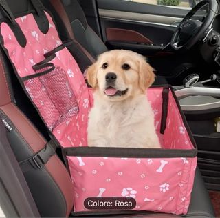 Trasportino auto cane rosa