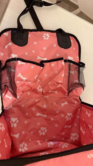 Trasportino auto cane rosa