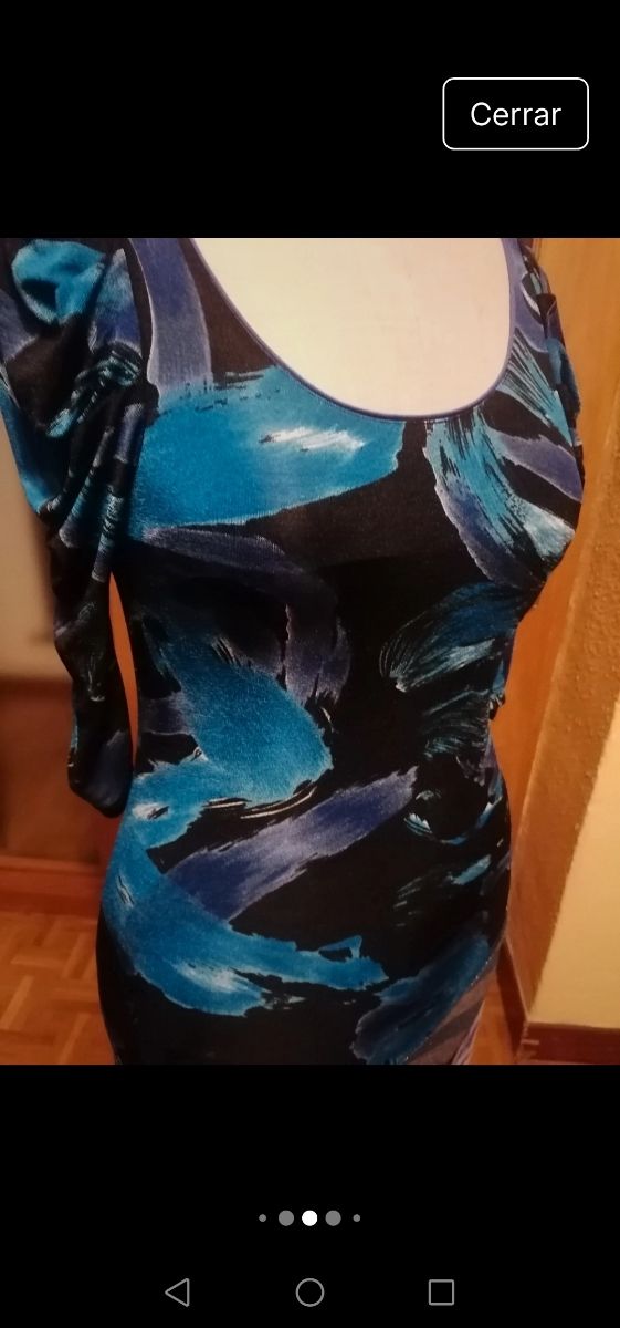 Vestido Custo estampado manga abullonada, t. U