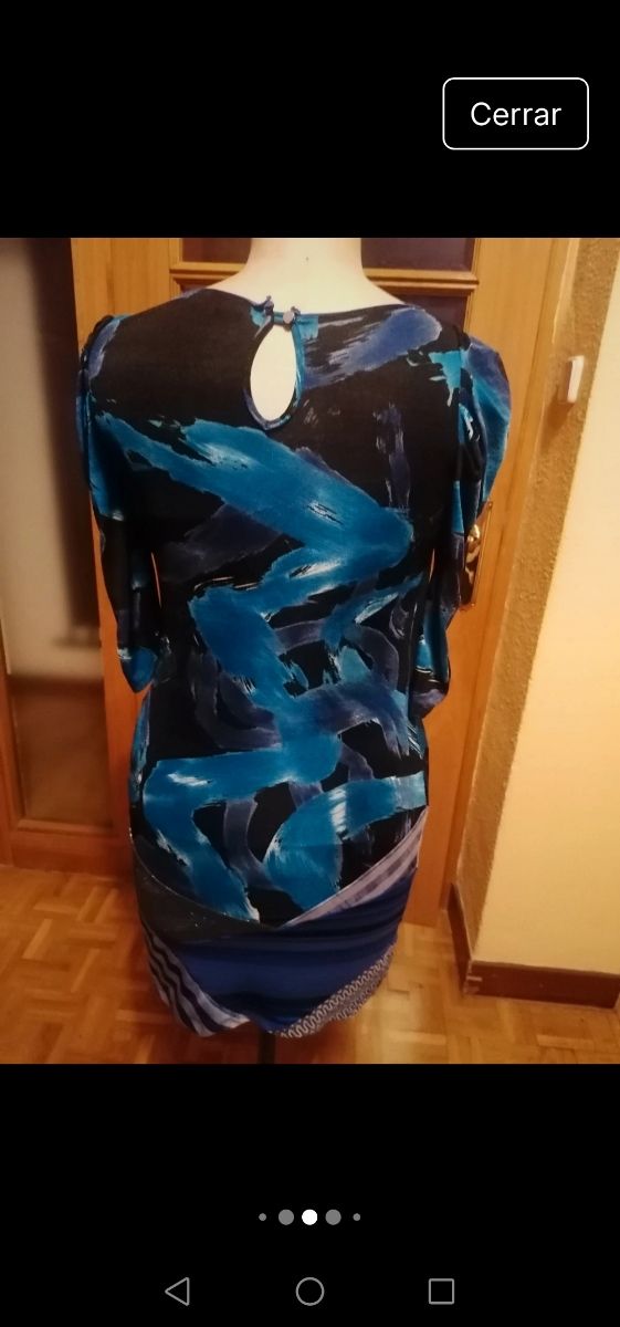 Vestido Custo estampado manga abullonada, t. U