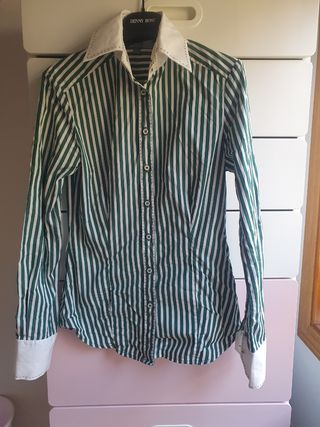 Camisa Zara rayas verde-blanco