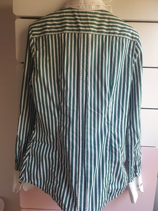 Camisa Zara rayas verde-blanco