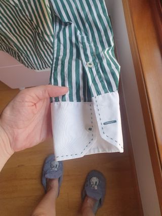 Camisa Zara rayas verde-blanco