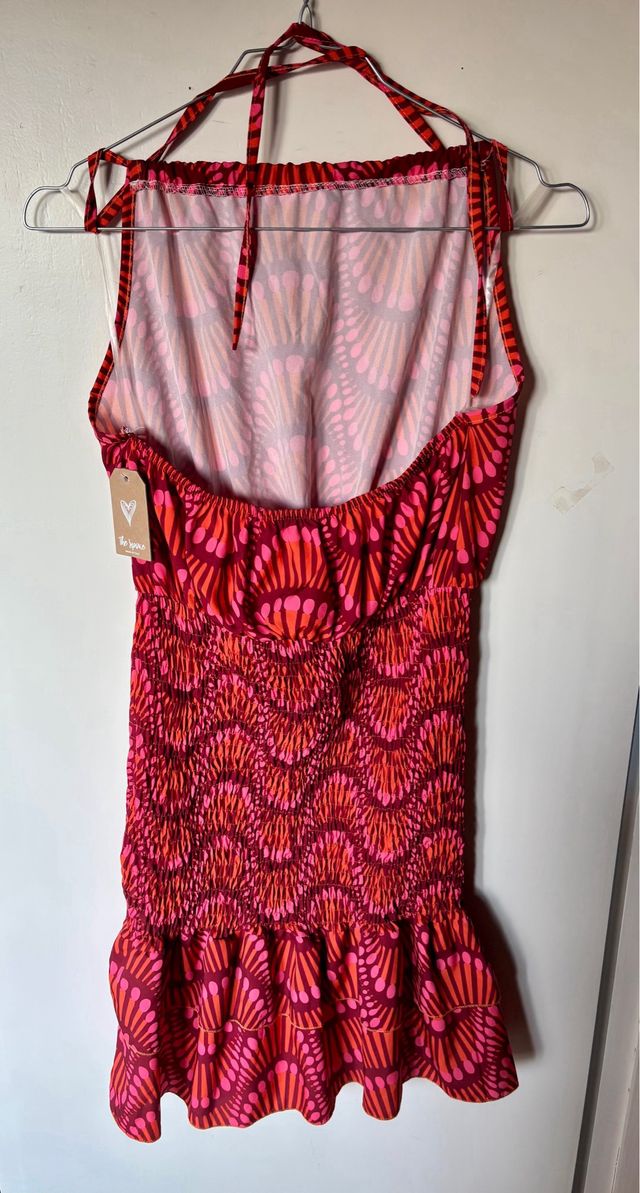 Vestido verano naranja y rosa sin usar