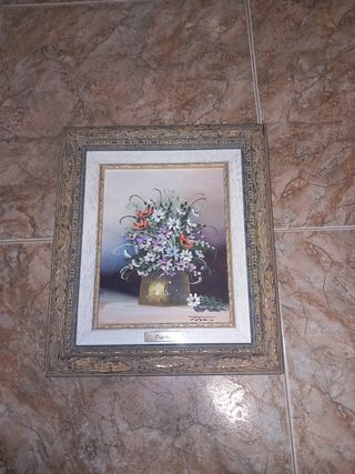 Cuadro flores pintado a mano