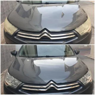 Pulido de faros con polímero