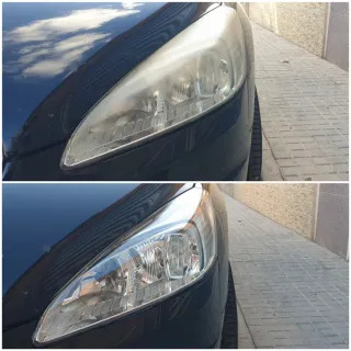 Pulido de faros de vehículos con polímero