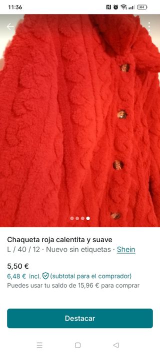 Chaqueta roja calentita y suave 