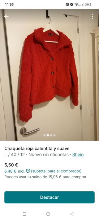 Chaqueta roja calentita y suave 