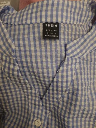 Blusa cuadros vichy azul - Talla S