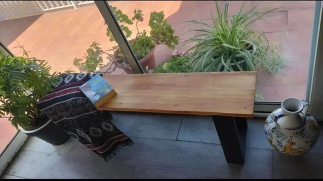 BANCO DE MADERA MACIZA, JARDIN-INTERIOR