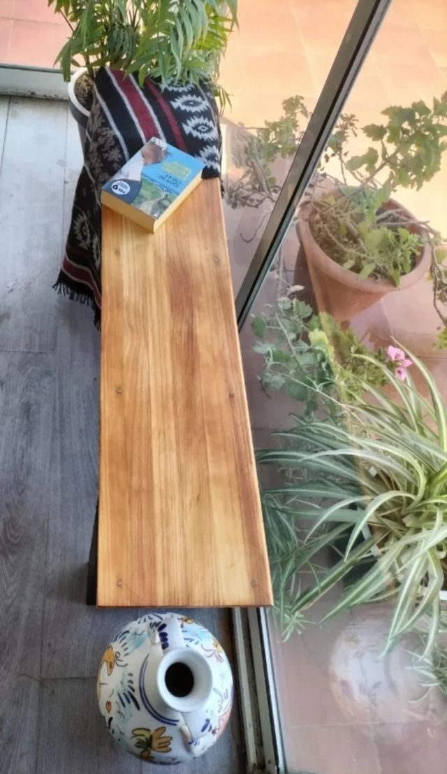BANCO DE MADERA MACIZA, JARDIN-INTERIOR