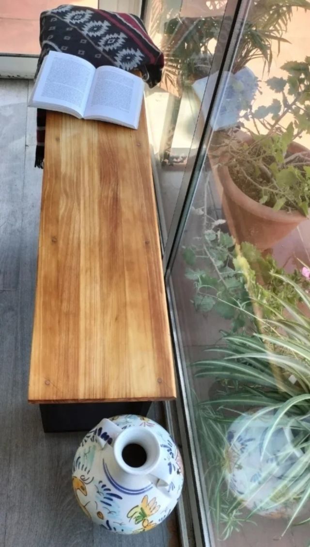 BANCO DE MADERA MACIZA, JARDIN-INTERIOR