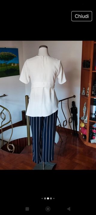 Completo Zara beige e blu, tg.M