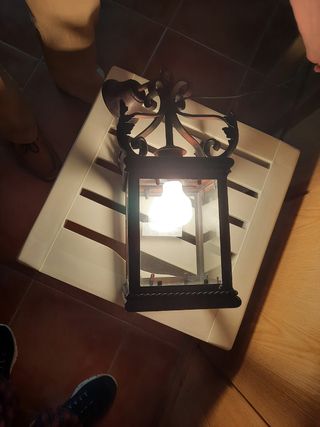 Farol forja y cristal vintage