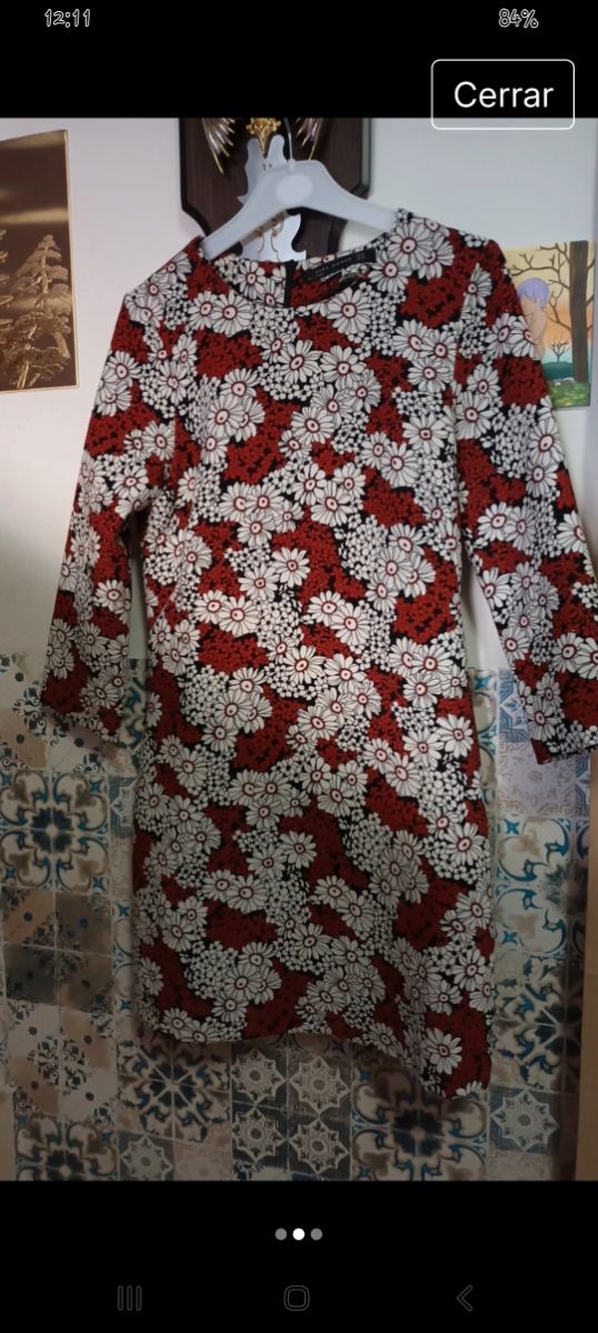 Vestido Zara flores rojo blanco