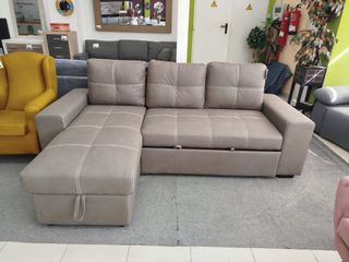 Chaiselongue cama beige piel sintética