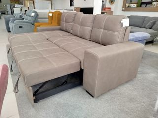Chaiselongue cama beige piel sintética