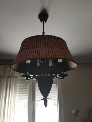 Lámpara vintage bambú y metal con bombillas rizada