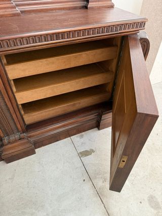 Aparador francés antiguo de roble y caoba