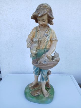 Antica Statua Scultura in Gres Ceramica Vintage 50